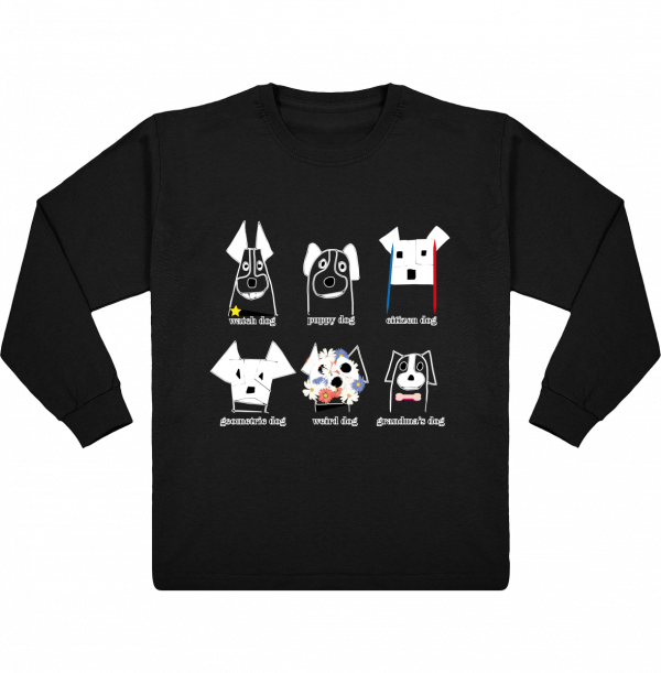 tee-shirt enfant manches longues chiens imprimés