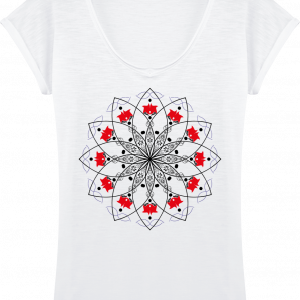 T-shirt Col-V Femme avec Motif Mandala