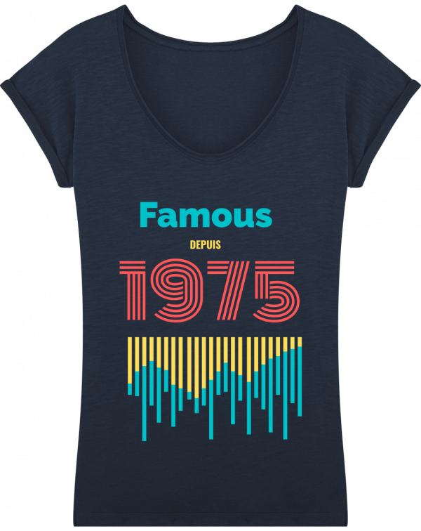 T-shirt Col-V Famous - French Navy - Face